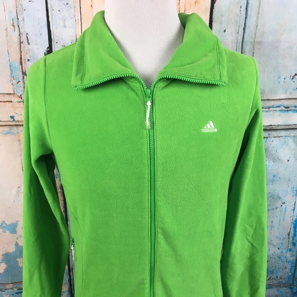 ADIDAS Lime Neon Green Full Zip Fleece Jacket L